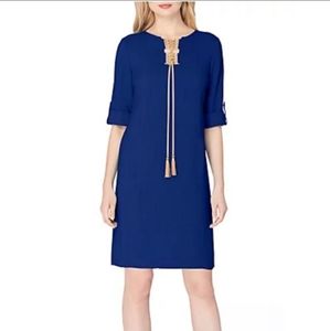 Tahari ASL Basketweave Chambray Shift Type Dress